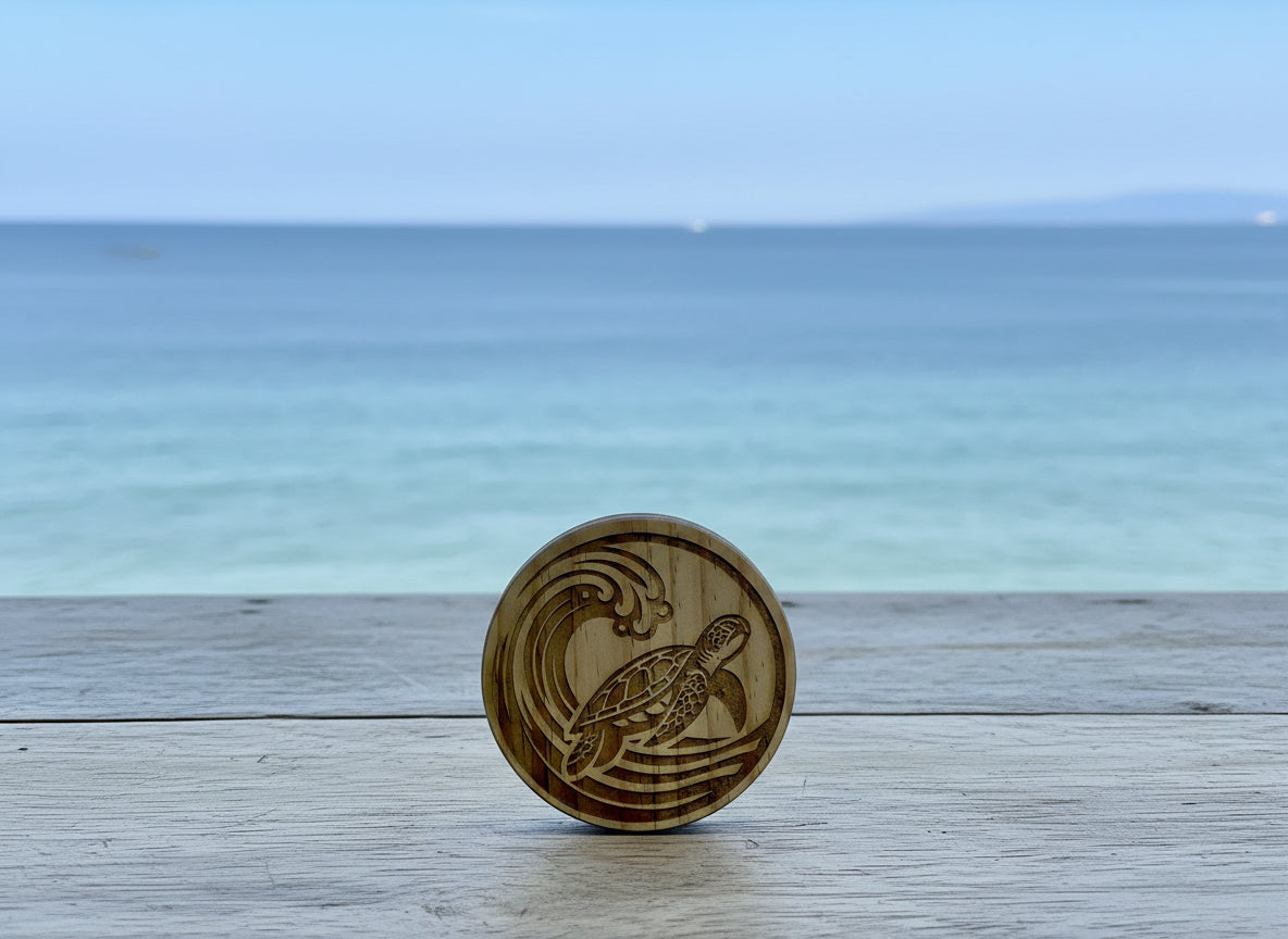 Ocean Wave Turtle Wooden Coasters