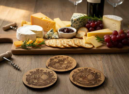Barrel Wine Acacia Wood Coasters