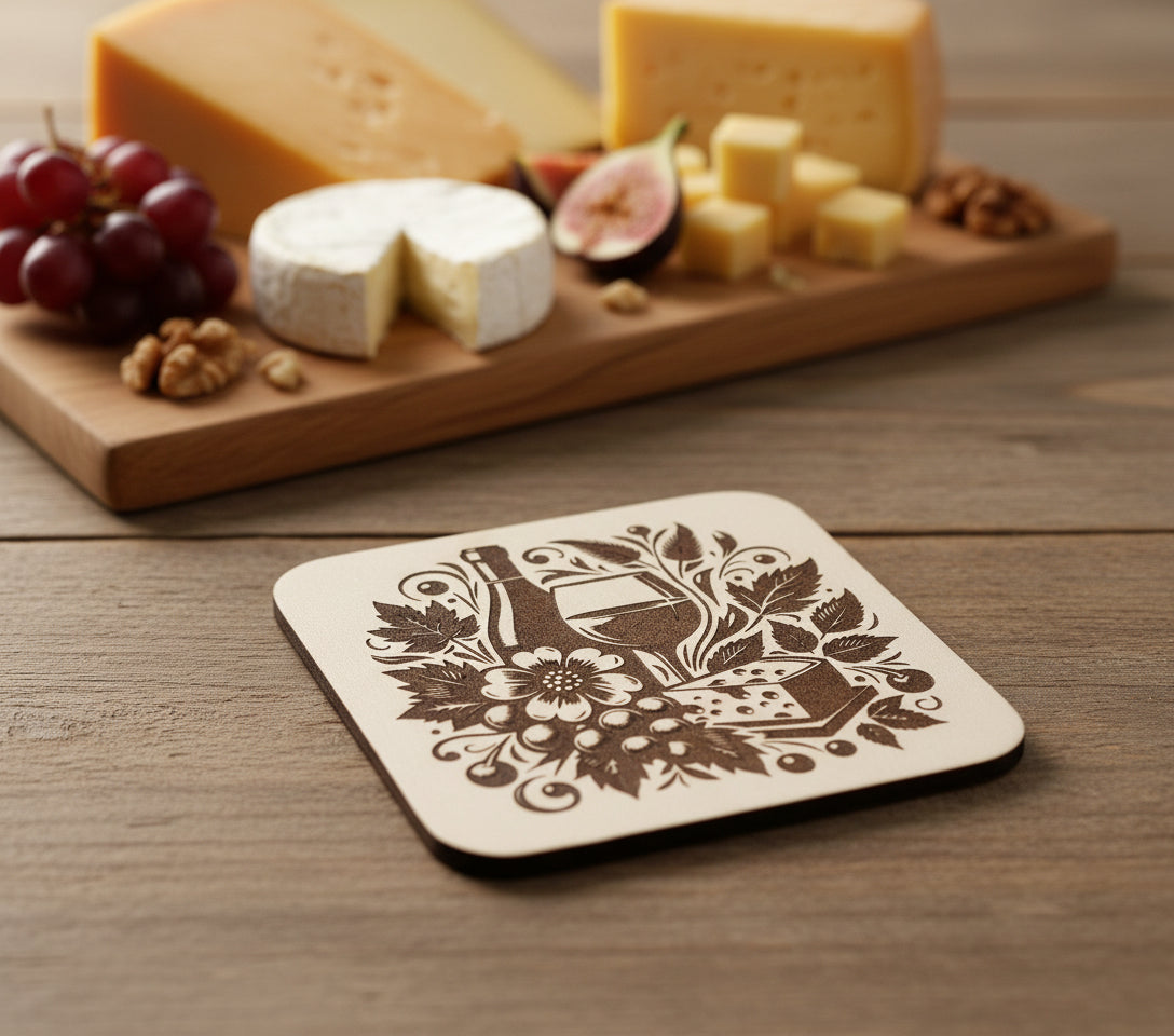 Vintage Wine & Charcuterie Coaster Set”