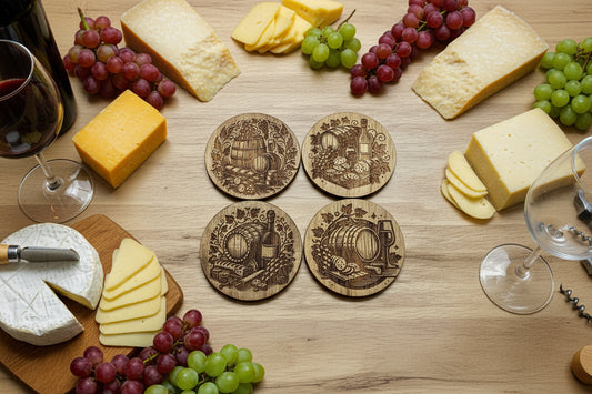 Barrel Wine Acacia Wood  Coasters