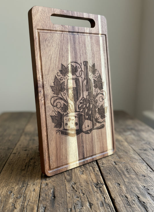 Two-Tone Acacia  Wood Engraved Charcuterie Board – Timeless & Elegant