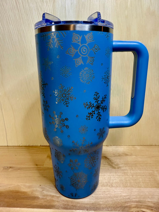 Snowflake Holiday 40oz Stainless Steel Tumbler - Royal Blue