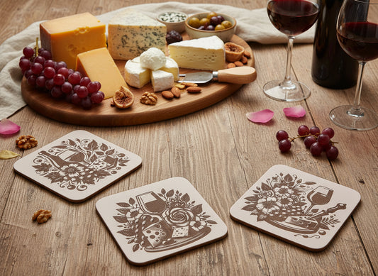 Vintage Wine & Charcuterie Coaster Set”
