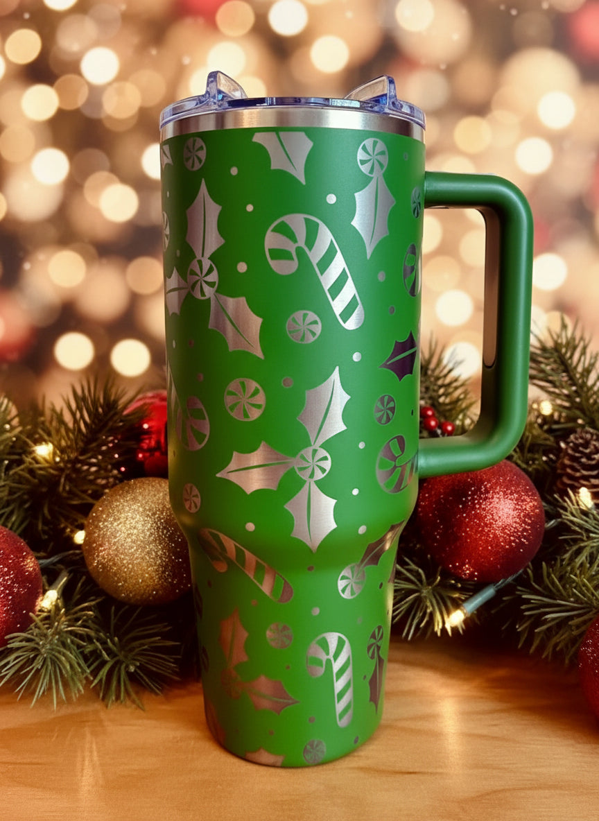 Green Christmas Treat 40oz Stainless Steel Tumbler
