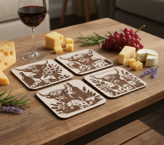 Highland Cow Leather Coasters
