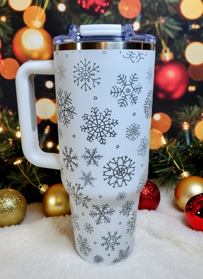 Snowflake Holiday 40oz Stainless Steel Tumbler