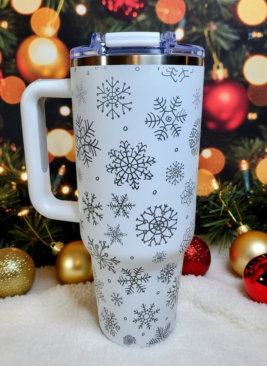 Snowflake Holiday 40oz Stainless Steel Tumbler